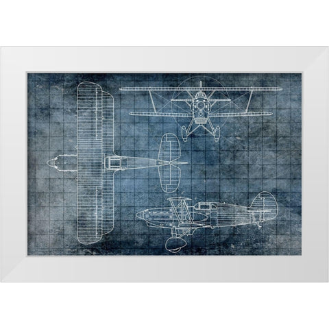 Plane Blueprint 1 White Modern Wood Framed Art Print by Kimberly, Allen