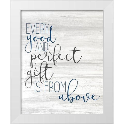 Perfect Gift blue White Modern Wood Framed Art Print by Kimberly, Allen