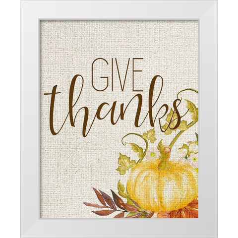 Give Thanks White Modern Wood Framed Art Print by Kimberly, Allen