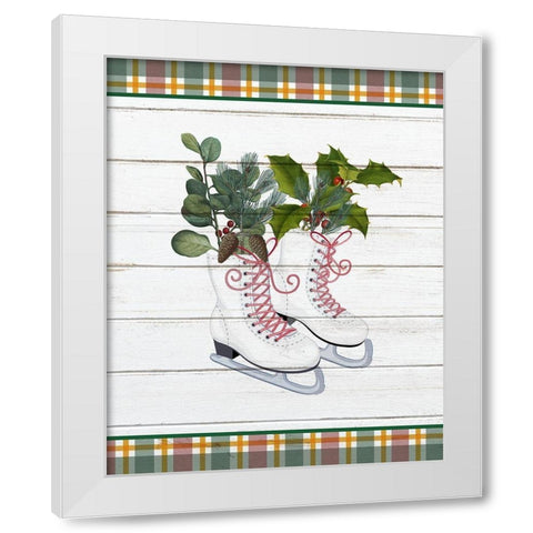 Christmas Skates White Modern Wood Framed Art Print by Kimberly, Allen
