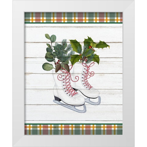 Christmas Skates White Modern Wood Framed Art Print by Kimberly, Allen
