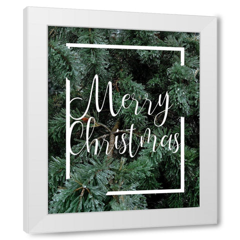 Merry Christmas Foliage White Modern Wood Framed Art Print by Kimberly, Allen