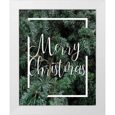 Merry Christmas Foliage White Modern Wood Framed Art Print by Kimberly, Allen
