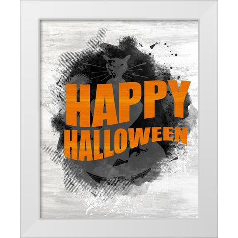 Happy Halloween White Modern Wood Framed Art Print by Kimberly, Allen