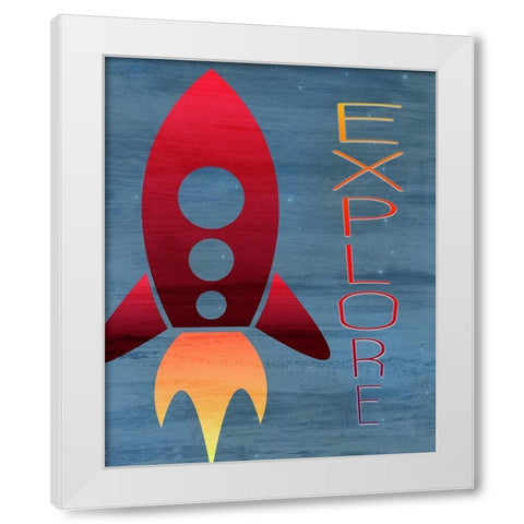 Space Explore 1 White Modern Wood Framed Art Print by Kimberly, Allen