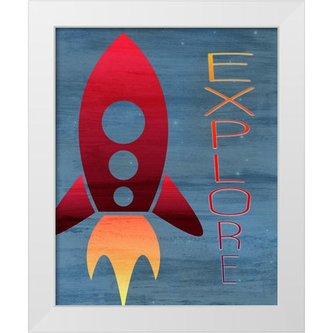 Space Explore 1 White Modern Wood Framed Art Print by Kimberly, Allen
