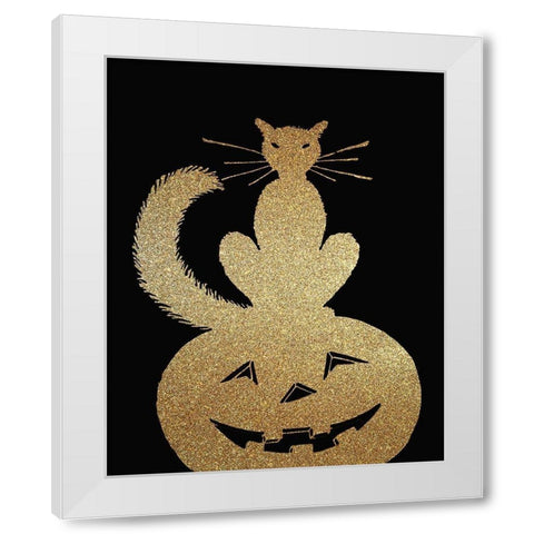 Halloween Gold 1 White Modern Wood Framed Art Print by Kimberly, Allen