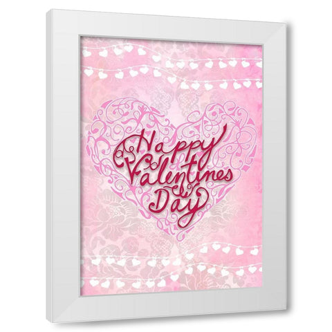 Valentines Day Heart White Modern Wood Framed Art Print by Kimberly, Allen