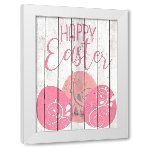 Happy Easter Eggs White Modern Wood Framed Art Print by Kimberly, Allen
