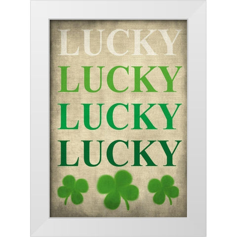 Lucky Lucky Lucky White Modern Wood Framed Art Print by Kimberly, Allen