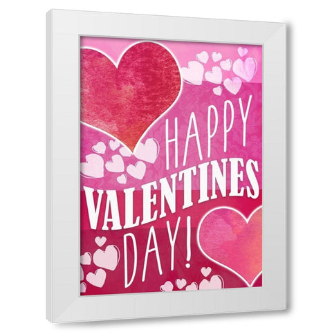 Happy Valentines Day White Modern Wood Framed Art Print by Kimberly, Allen