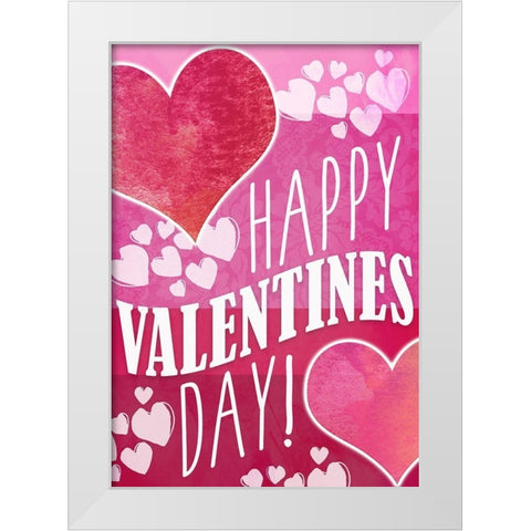 Happy Valentines Day White Modern Wood Framed Art Print by Kimberly, Allen