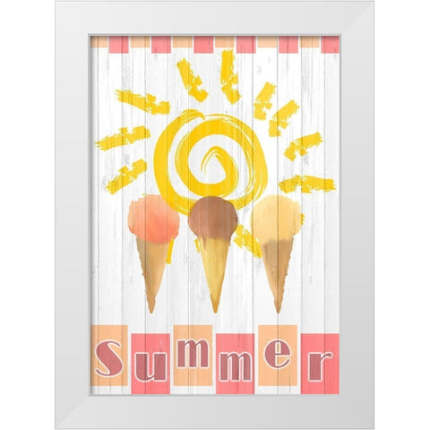 Summer Ice Cream White Modern Wood Framed Art Print by Kimberly, Allen