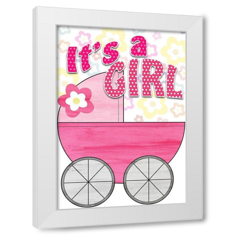 Its a Girl White Modern Wood Framed Art Print by Kimberly, Allen