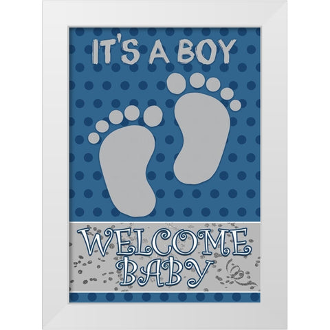 Baby Feet Boy White Modern Wood Framed Art Print by Kimberly, Allen