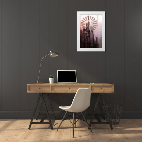 Windmill Sunset White Modern Wood Framed Art Print by Kimberly, Allen