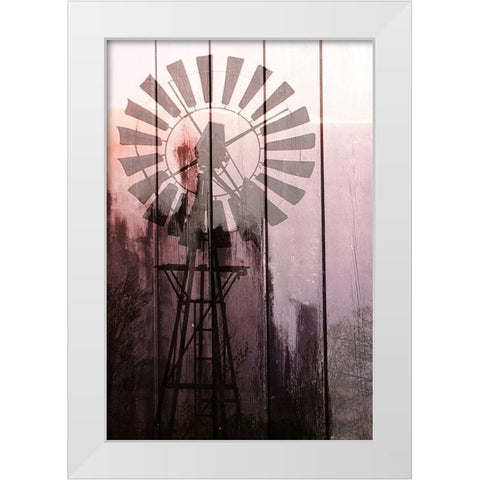 Windmill Sunset White Modern Wood Framed Art Print by Kimberly, Allen