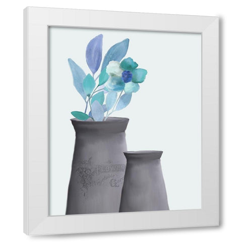 Blue Hues 3 White Modern Wood Framed Art Print by Kimberly, Allen