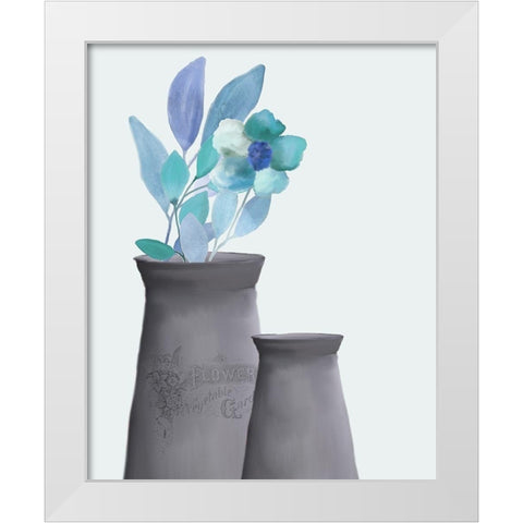 Blue Hues 3 White Modern Wood Framed Art Print by Kimberly, Allen