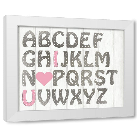ABC Girl Silver White Modern Wood Framed Art Print by Kimberly, Allen