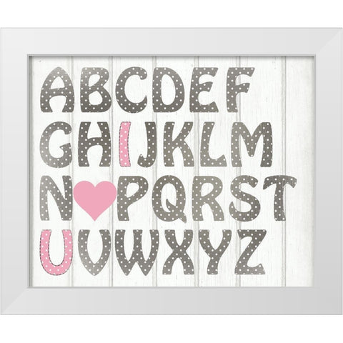 ABC Girl Silver White Modern Wood Framed Art Print by Kimberly, Allen