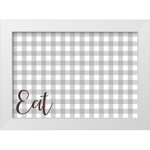 Eat Plaid White Modern Wood Framed Art Print by Kimberly, Allen