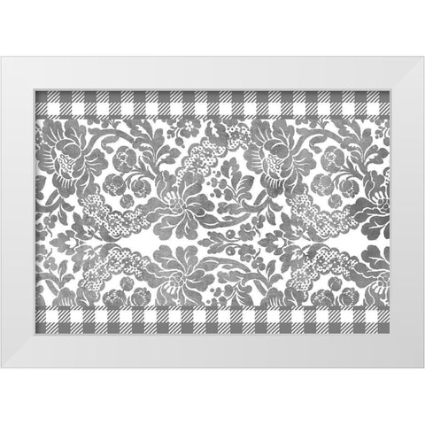 Gingham Floral Gray White Modern Wood Framed Art Print by Kimberly, Allen