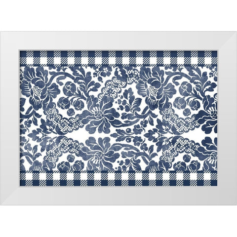Gingham Floral Navy White Modern Wood Framed Art Print by Kimberly, Allen