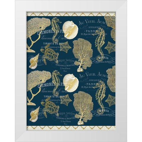 Azure Coastal Navy Full White Modern Wood Framed Art Print by Kimberly, Allen