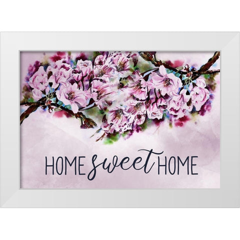 Home Sweet Home Cherry Blossoms White Modern Wood Framed Art Print by Kimberly, Allen