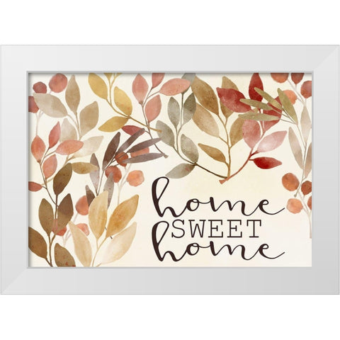 Home Sweet Home Leaves White Modern Wood Framed Art Print by Kimberly, Allen