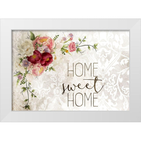 Home Sweet Home Peony White Modern Wood Framed Art Print by Kimberly, Allen