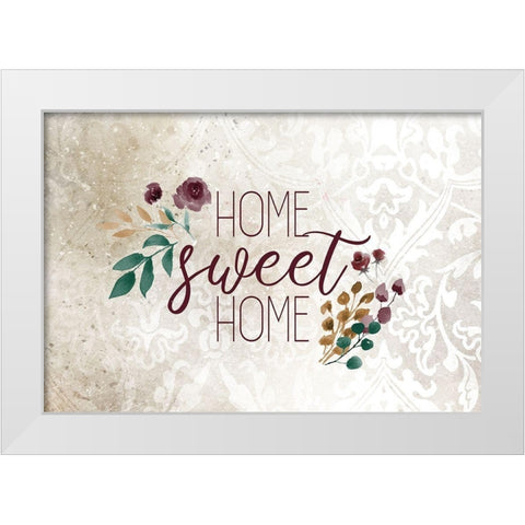 Home Sweet Home Floral 2 White Modern Wood Framed Art Print by Kimberly, Allen