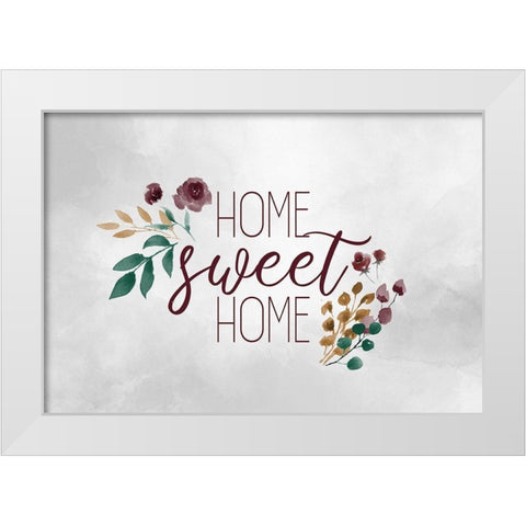 Home Sweet Home Floral White Modern Wood Framed Art Print by Kimberly, Allen