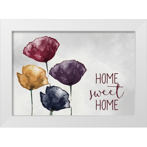 Home Sweet Home Poppies White Modern Wood Framed Art Print by Kimberly, Allen
