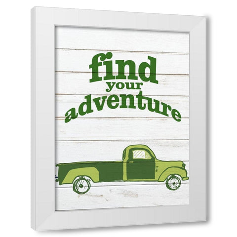 Green Happy Camper 2 White Modern Wood Framed Art Print by Kimberly, Allen