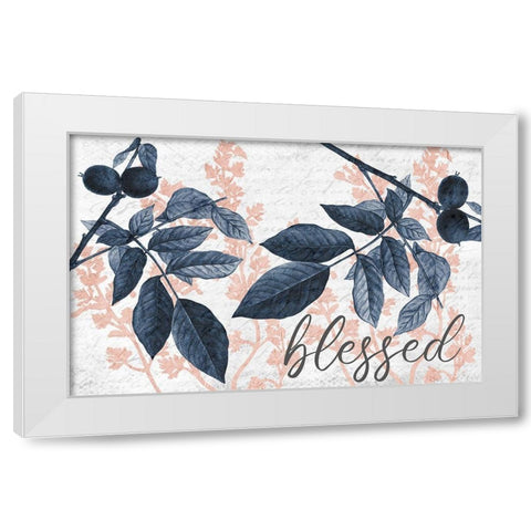 Navy Branches 1 Blessed White Modern Wood Framed Art Print by Allen, Kimberly