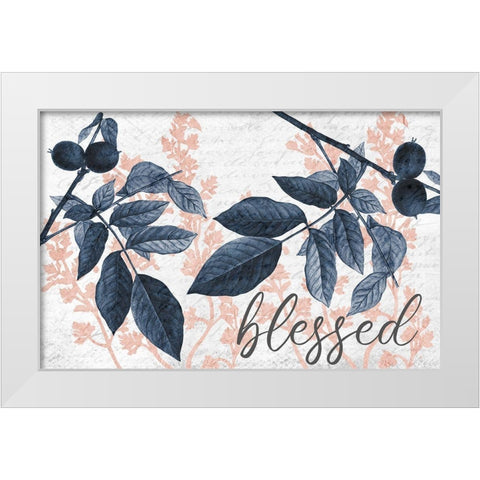 Navy Branches 1 Blessed White Modern Wood Framed Art Print by Allen, Kimberly