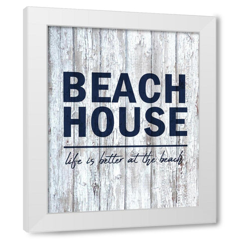 Beach House 2 White Modern Wood Framed Art Print by Kimberly, Allen
