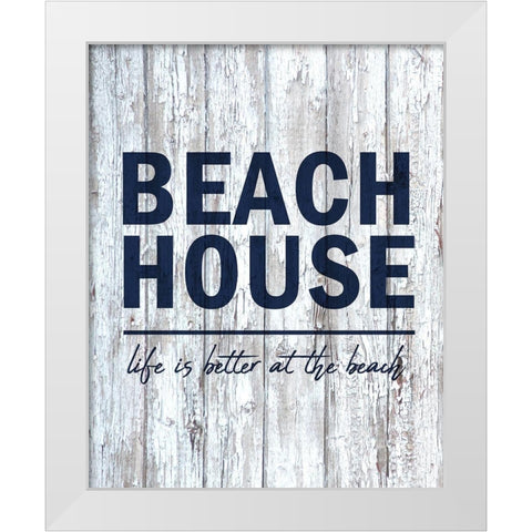Beach House 2 White Modern Wood Framed Art Print by Kimberly, Allen