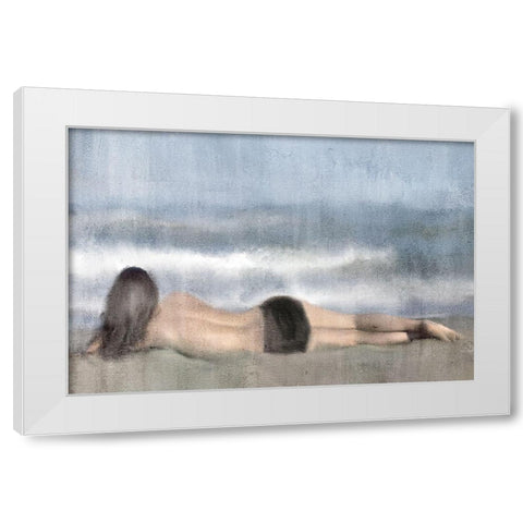 Beach Relaxation White Modern Wood Framed Art Print by Kimberly, Allen