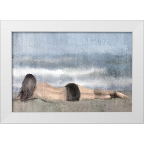Beach Relaxation White Modern Wood Framed Art Print by Kimberly, Allen