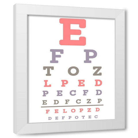 Eye Chart Pink White Modern Wood Framed Art Print by Kimberly, Allen