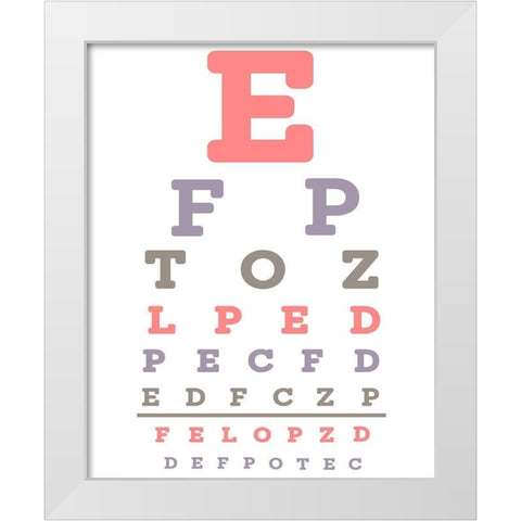 Eye Chart Pink White Modern Wood Framed Art Print by Kimberly, Allen