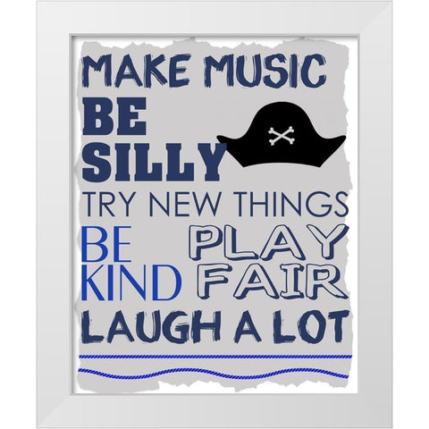 Be Silly 1 Blue White Modern Wood Framed Art Print by Kimberly, Allen