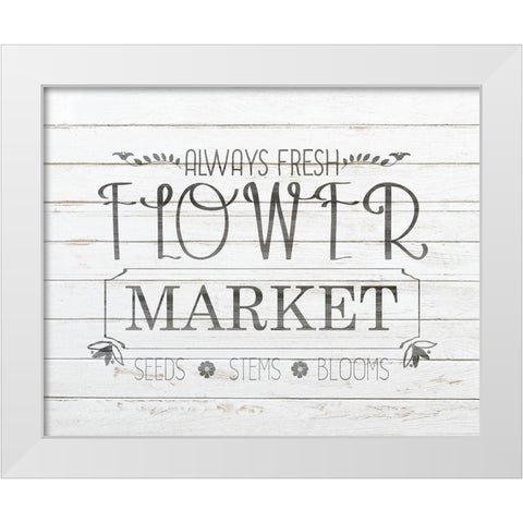 Flower Market White Modern Wood Framed Art Print by Kimberly, Allen