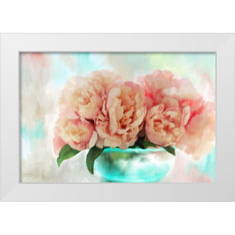 Spring Peonies White Modern Wood Framed Art Print by Kimberly, Allen