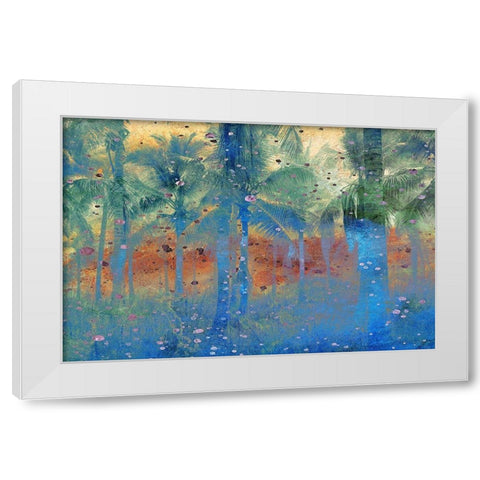 Speckled Palm Tree White Modern Wood Framed Art Print by Kimberly, Allen