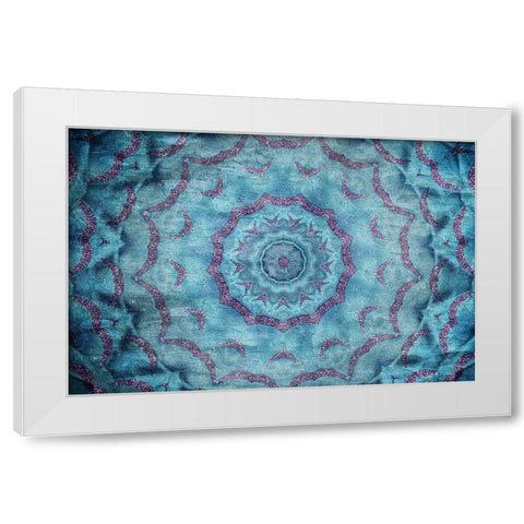 Teal Kaleidoscope White Modern Wood Framed Art Print by Kimberly, Allen