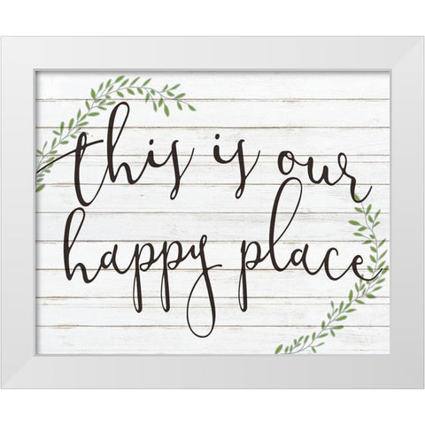 Happy Place White Modern Wood Framed Art Print by Kimberly, Allen